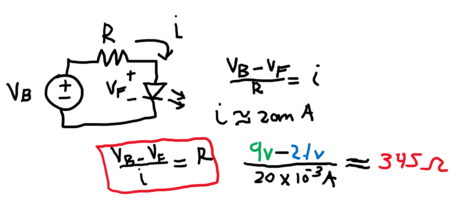 derivation for led resistor